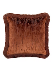 Gallery Home Red Cut Velvet Fringe Cushion - Image 3 of 4