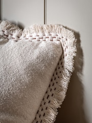 Gallery Home Ivory Stitched and Fringed Cushion - Image 2 of 4