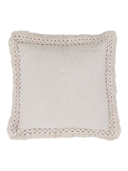 Gallery Home Ivory Stitched and Fringed Cushion - Image 3 of 4