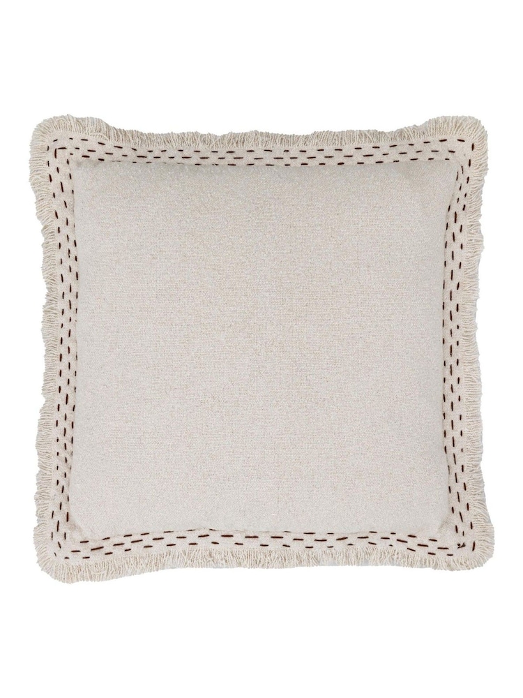 Gallery Home Ivory Stitched and Fringed Cushion - Image 4 of 4