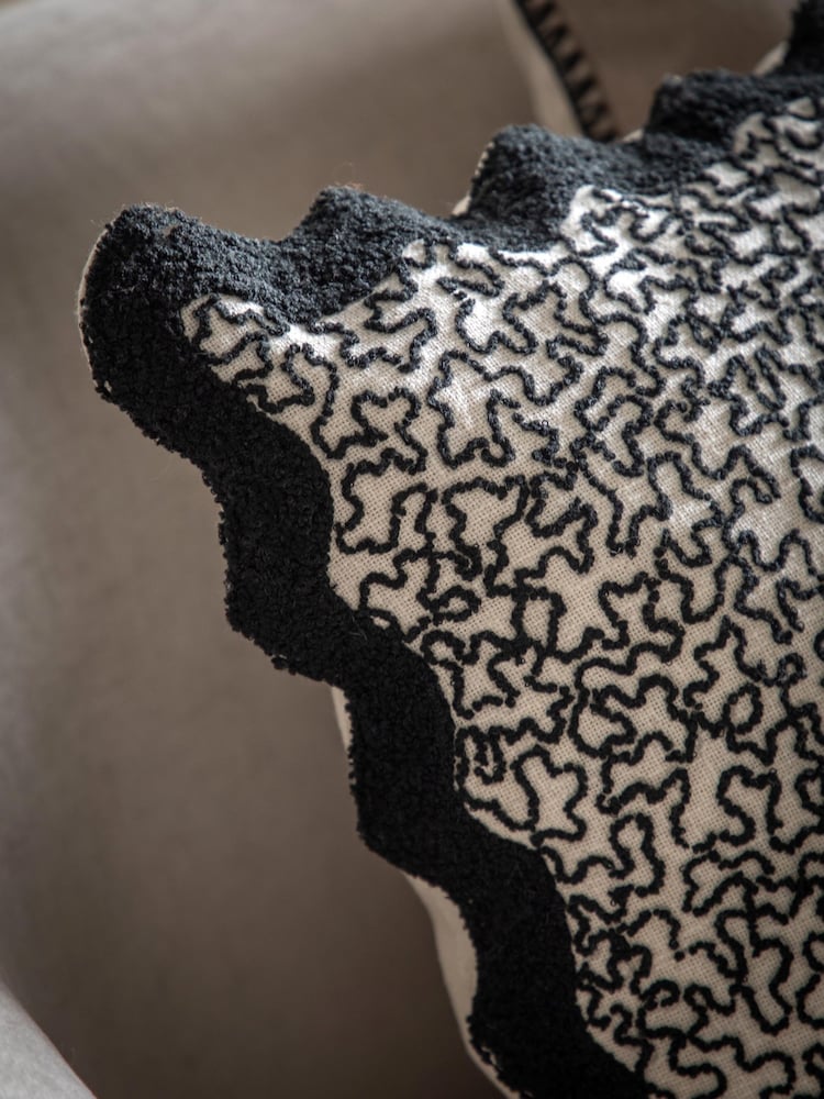 Gallery Home Black Wavy Textured Cushion - Image 2 of 4