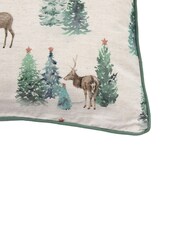 Gallery Home Green Forest Stag and Deer Print Cushion - Image 3 of 4