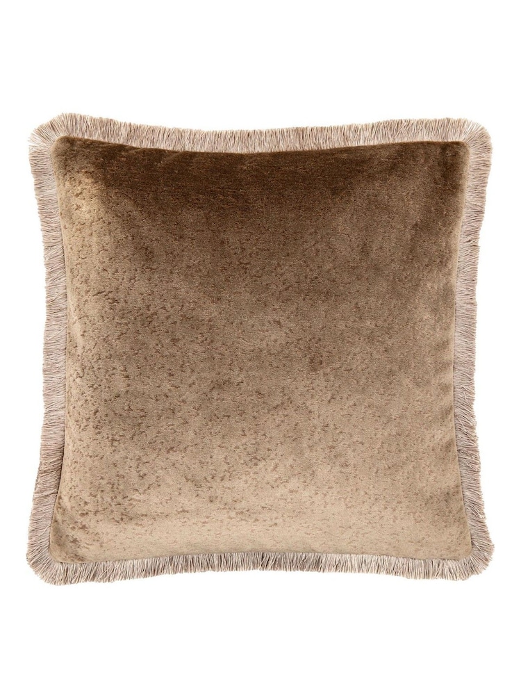 Gallery Home Brown Mottled Velvet Putty Cushion - Image 1 of 3