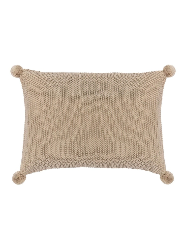 Gallery Home Cream Knitted Pom Pom Cushion - Image 1 of 5