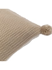 Gallery Home Cream Knitted Pom Pom Cushion - Image 2 of 5
