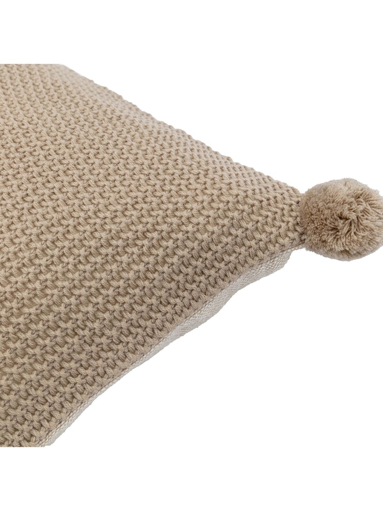 Gallery Home Cream Knitted Pom Pom Cushion - Image 2 of 5