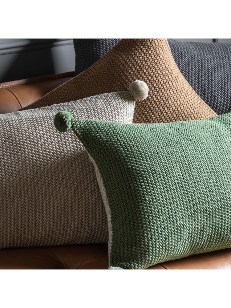 Gallery Home Cream Knitted Pom Pom Cushion - Image 5 of 5