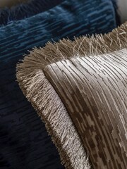 Gallery Home Grey Cut Velvet Fringe Cushion - Image 2 of 4