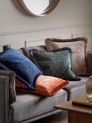 Gallery Home Grey Cut Velvet Fringe Cushion - Image 4 of 4