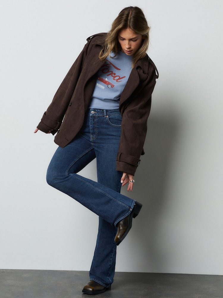 Azul oscuro - Vaqueros acampanados de tiro medio auténticos - Imagen 1 de 9