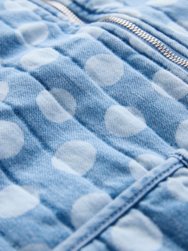 Mittelblau - Gesteppte Denim-Jacke mit gepunktetem Muster - Bild 3 von 3 Mittelblau - Gesteppte Denim-Jacke mit gepunktetem Muster - Bild 3 von 3
