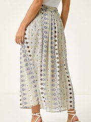 Roman Green Petite Metallic Print Tie Front Skirt - Image 3 of 5