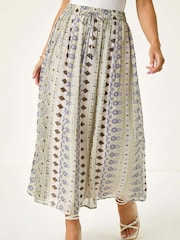 Roman Green Petite Metallic Print Tie Front Skirt - Image 4 of 5