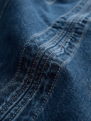 Dunkelblau - Ausgestelltes Langarm-Minikleid mit Naht - Bild 2 von 3