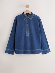 Indigoblauw - Overhead Long Sleeve Shirt - Afbeelding 7 van 11