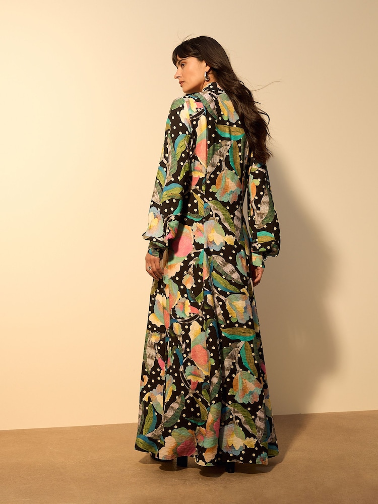 multi colored long sleeve dress Take Your Breath Away Multi Floral Print Long Sleeve Maxi Dress