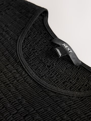 Black Cap Sleeve Shirred Body Jersey Midi Dress - Image 8 of 9