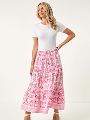 Roman Pink Petite Petite Floral Print Tie Midi Skirt - Image 2 of 5