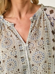 Roman Green Petite Metallic Aztec Blouse - Image 5 of 5