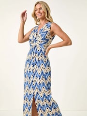 Roman Blue Petite Abstract Twist Maxi Dress - Image 2 of 5