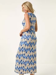 Roman Blue Petite Abstract Twist Maxi Dress - Image 3 of 5