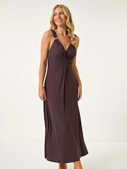 Roman Brown Petite Petite Twist Front Stretch Strappy Dress - Image 2 of 5