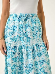 Roman Blue Petite Petite Floral Print Tie Midi Skirt - Image 5 of 5