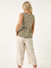 Roman Green Petite Floral Print Vest Blouse - Image 3 of 5
