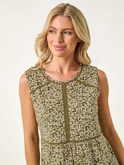 Roman Green Petite Floral Print Vest Blouse - Image 4 of 5