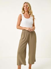 Roman Green Petite Petite Linen Mix Cropped Trousers - Image 1 of 5