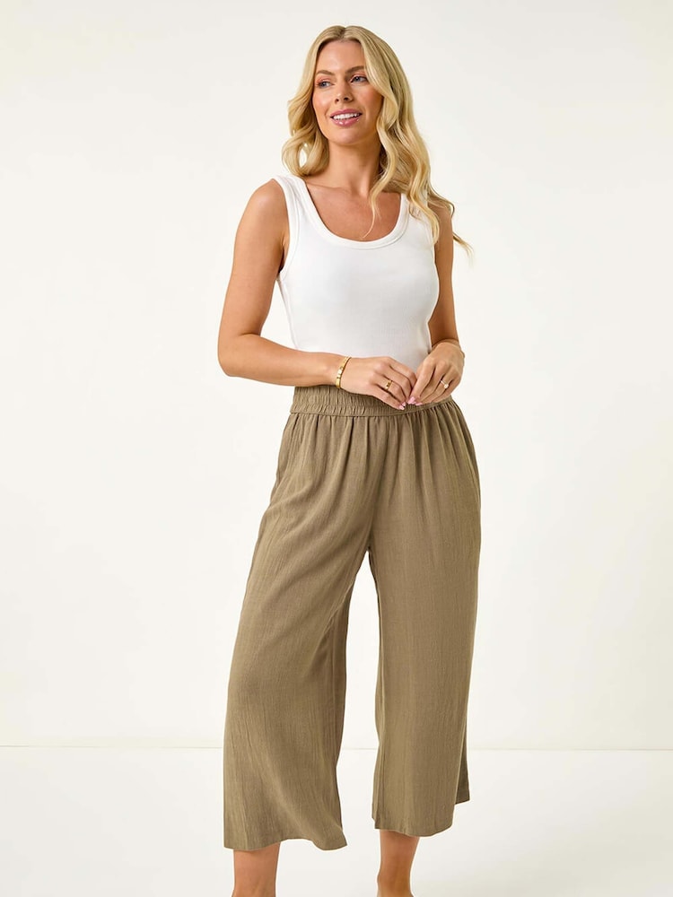 Roman Green Petite Petite Linen Mix Cropped Trousers - Image 1 of 5