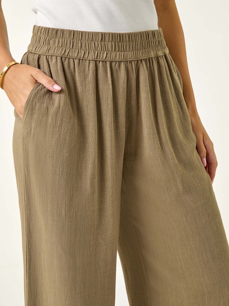 Roman Green Petite Petite Linen Mix Cropped Trousers - Image 5 of 5