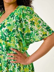 Roman Green Curve Stretch Floral Print Midi Dress - Image 5 of 5