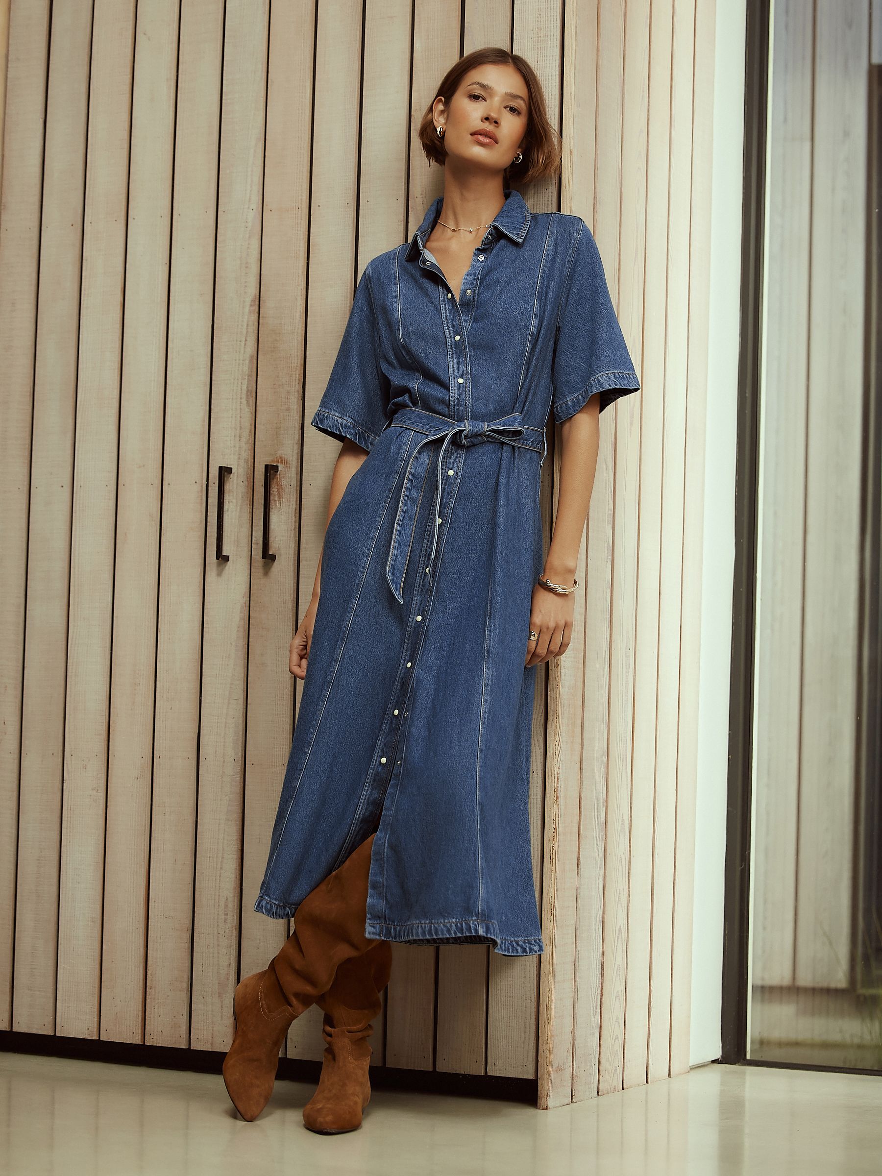 ワンピース half-sleeves shirt-dress Buy Mid Blue N. Premium Short Sleeve Shirt Maxi Dress from Next USA