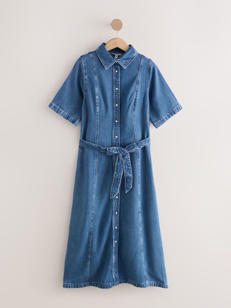 short sleeve long shirt dress Buy Mid Blue N. Premium Short Sleeve Shirt Maxi Dress from Next USA