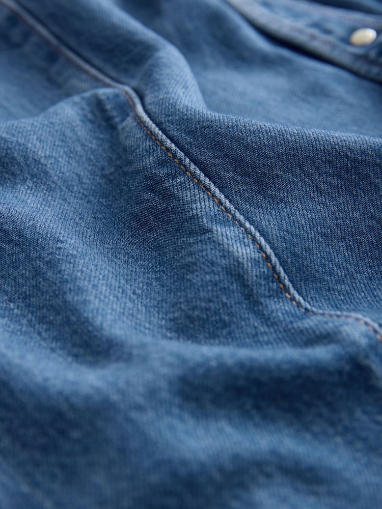 Mittelblau - N. Premium Kurzarm-Maxikleid - Bild 7 von 7