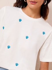Friends Like These Ivory Shell Crew Neck Embroidered Easy T-Shirt - Image 2 of 4