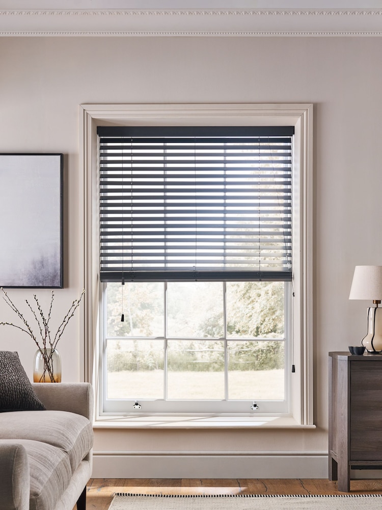 Black 50mm Slat Bamboo Venetian Blind - Image 1 of 5 Black 50mm Slat Bamboo Venetian Blind - Image 1 of 5