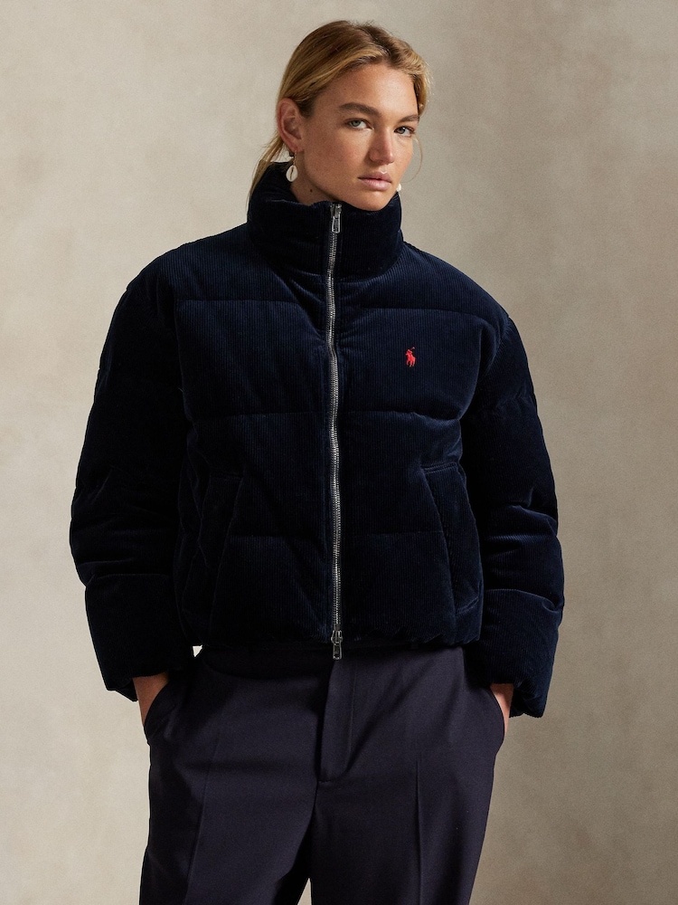 Polo Ralph Lauren Blue Woven Puffer Coat - Image 1 of 8