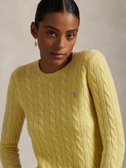 Polo Ralph Lauren Yellow Julianna Long Sleeve Cable Knit Jumper - Image 3 of 5