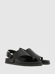 Schuh Tamsyn Leather Toe Post Black Sandals - Image 2 of 4