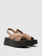 Schuh True Suede Cross Strap Brown Sandals - Image 2 of 4