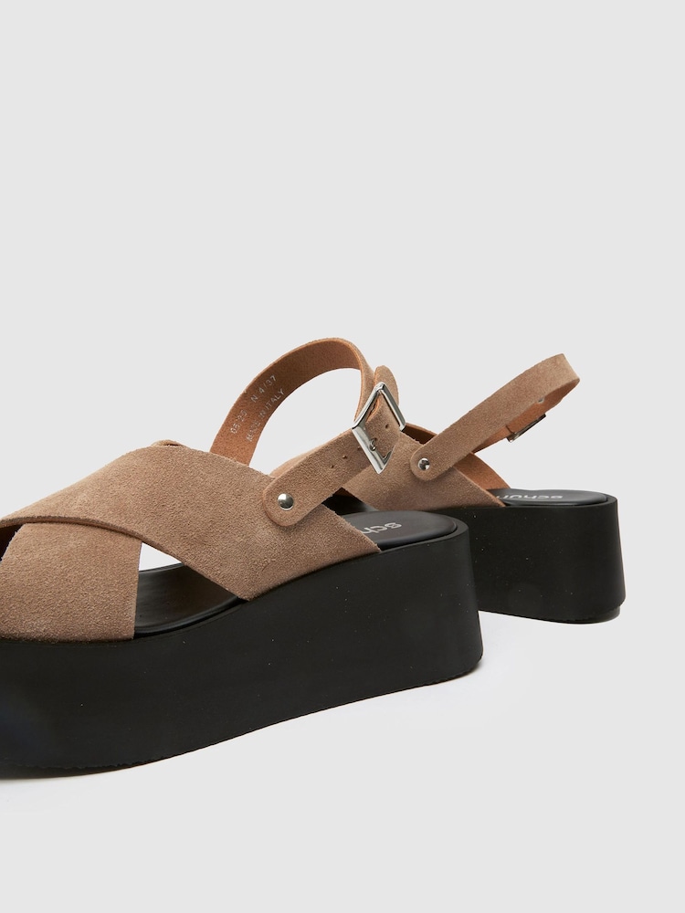 Schuh True Suede Cross Strap Brown Sandals - Image 4 of 4