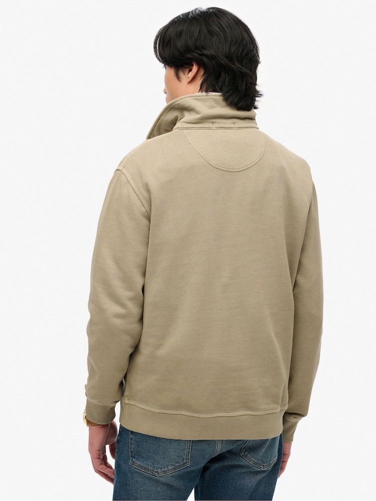 Superdry Green Contrast Stitch Half Zip Top - Image 2 of 6