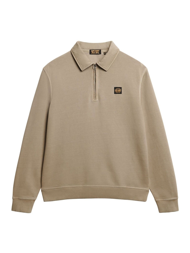 Superdry Green Contrast Stitch Half Zip Top - Image 6 of 6