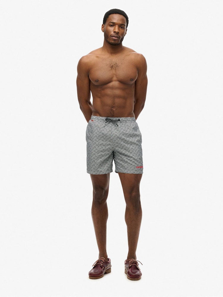 Superdry Black All Over Print 17 Inch Swim Shorts - Image 2 of 9