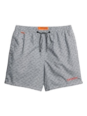 Superdry Black All Over Print 17 Inch Swim Shorts - Image 8 of 9