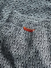 Superdry Black All Over Print 17 Inch Swim Shorts - Image 9 of 9