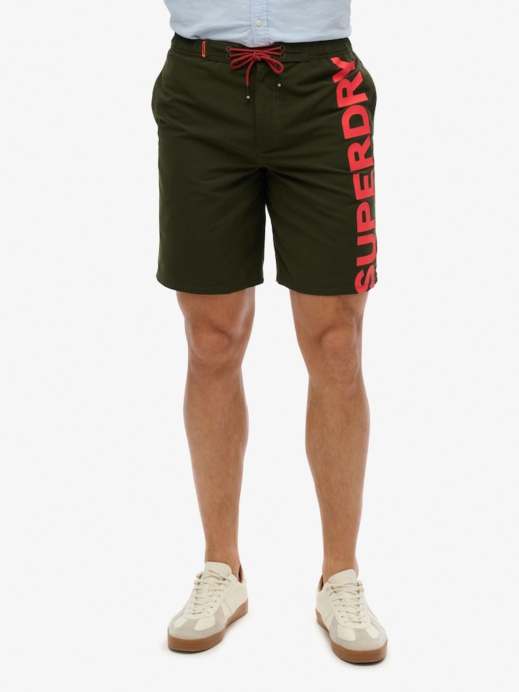 Superdry Green Classic 19 Inch Logo Board Shorts - Image 1 of 8
