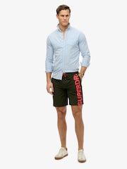 Superdry Green Classic 19 Inch Logo Board Shorts - Image 3 of 8